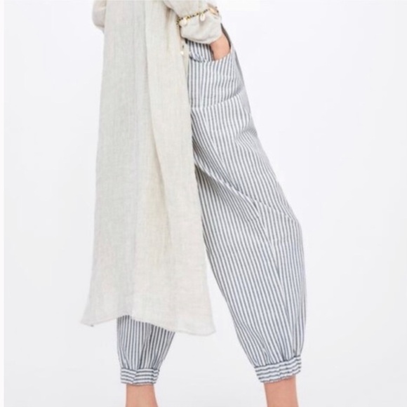 ZARA Seersucker Cropped Balloon Pants Size XS - Picture 2 of 15